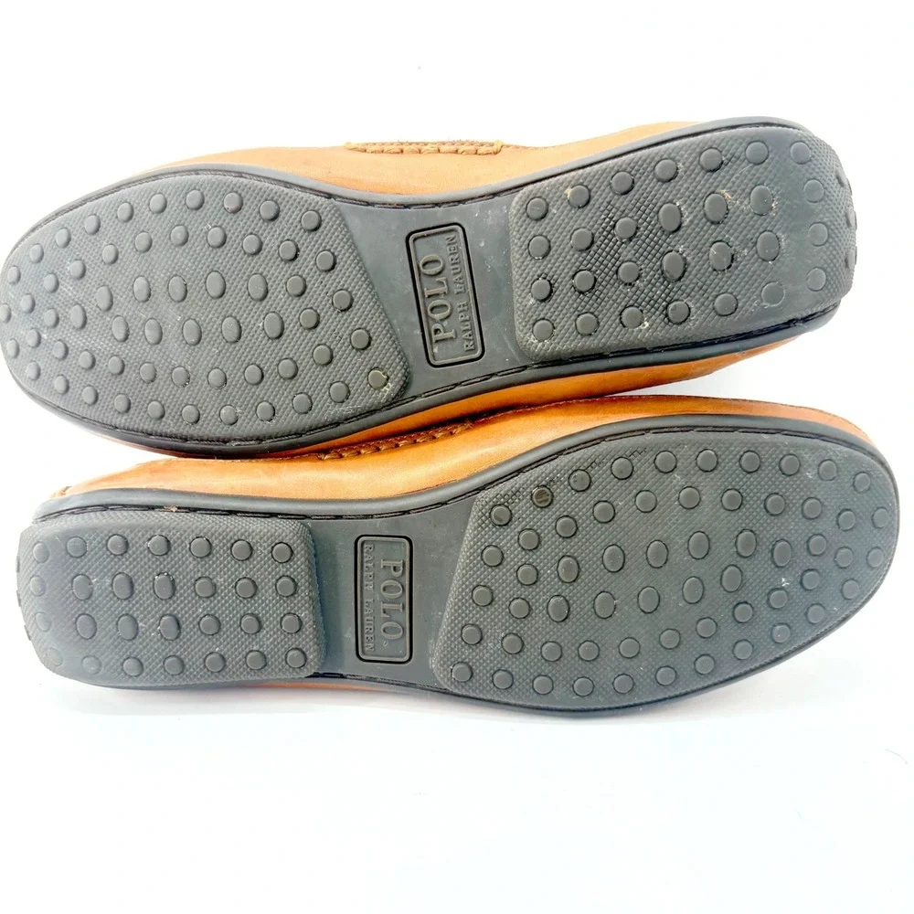 Polo Ralph Lauren Roberts Driving Loafers Mens 11D Tan Brown Leather Slip On